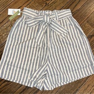 MARINE LAYER NWT Karleigh Belted Striped Shorts X-Small India Ink And White